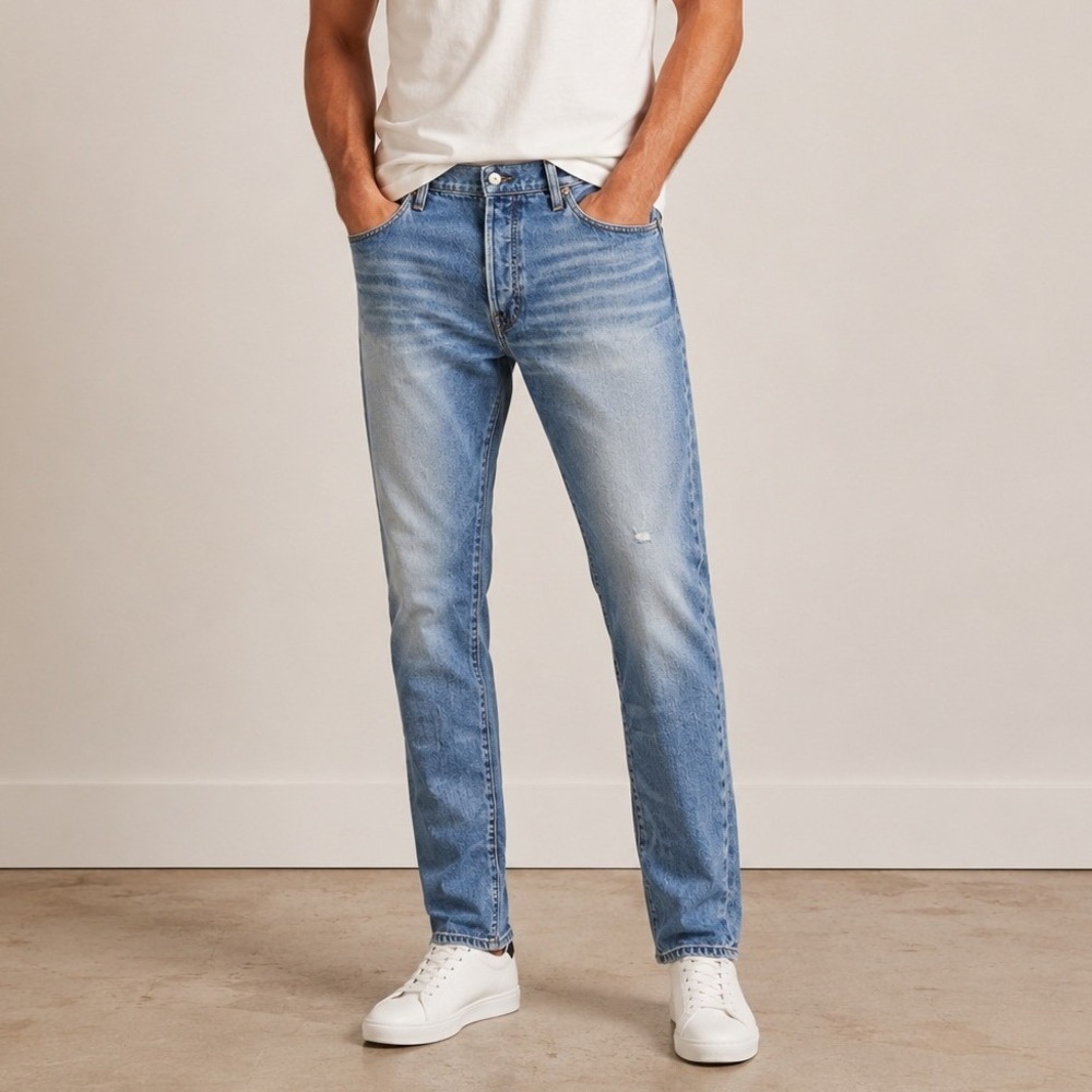 Polo Ralph Lauren Sullivan Slim Jeans Medium Wash Blue Distressed Denim 40x32‎